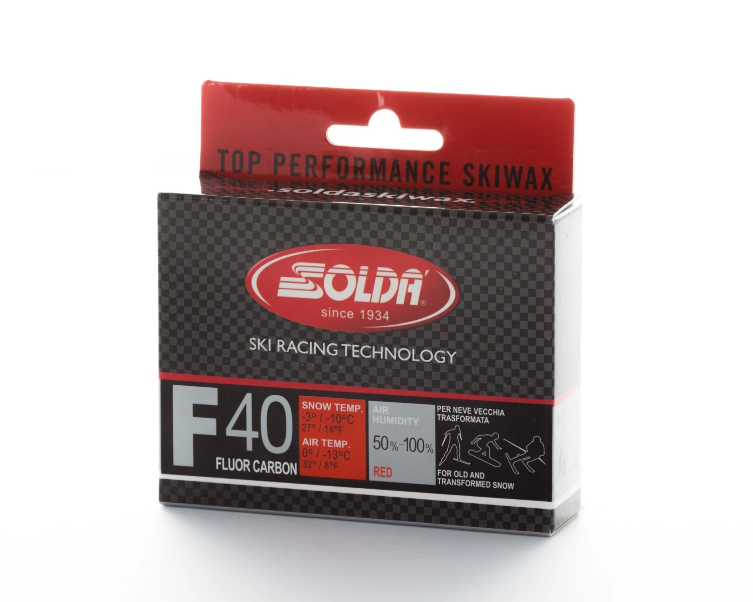 Solda F40 CARBON Extra Fluor Glide Wax Red -3...-10°C, 60g 3 Solda F40 CARBON Extra Fluor Glide Wax Red -3...-10°C, 60g